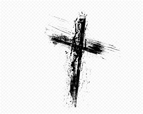 Black Christian Cross Brush Stroke Icon Citypng