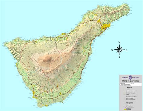 Mapa de tenerife, las palmas, islas canarias: Tenerife road map