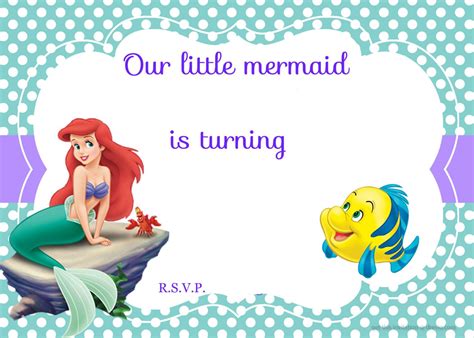 Download Free Printable Ariel The Little Mermaid Invitation Template