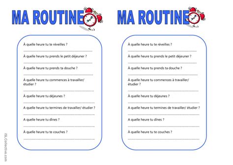 Ma Routine Français Fle Fiches Pedagogiques Pdf And Doc