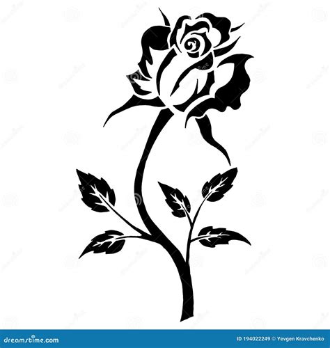 Rose Blooming Icon Vector Illustration Of A Rose Bud With Leaves Hand