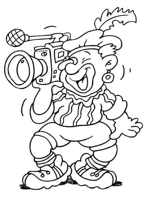 Kleurplaat Zwarte piet als cameraman Zwarte piet, Knutselen