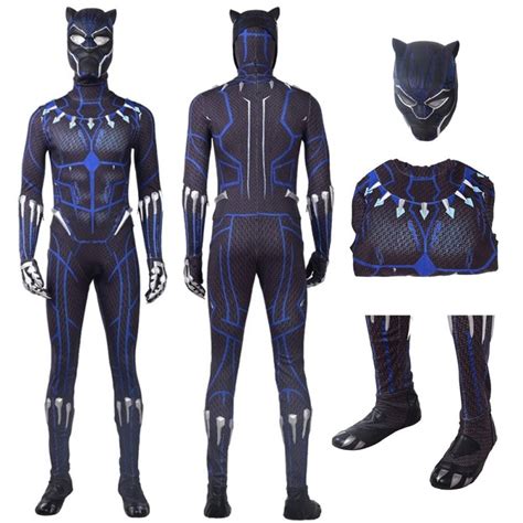 Black Panther Tchalla Blue Jumpsuit Cosplay Costume 2018