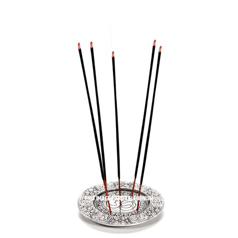 People choose to burn incense for many reasons; Round Plate Metal Incense Stick Holder - Om Symbol Incense ...