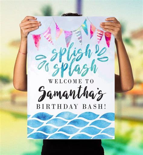 Custom Splish Splash Welcome Print Pool Or Beach Party Etsy Splash Party Splish Splash