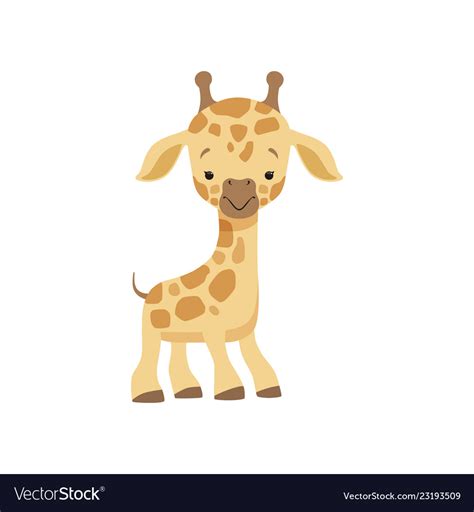 Cute Little Giraffe Funny Jungle Animal Cartoon Vector Image
