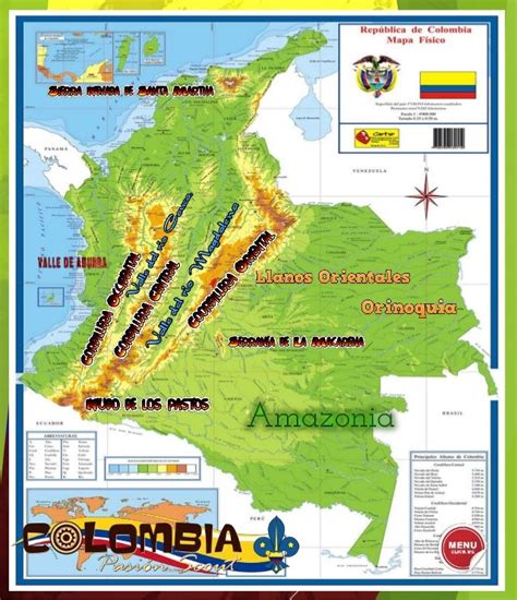 Mapa De Colombia Con Sus Cordilleras Y Volcanes