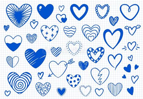 Vector Set Of Hand Drawn Hearts Hand Drawn Doodle Elements Isolated