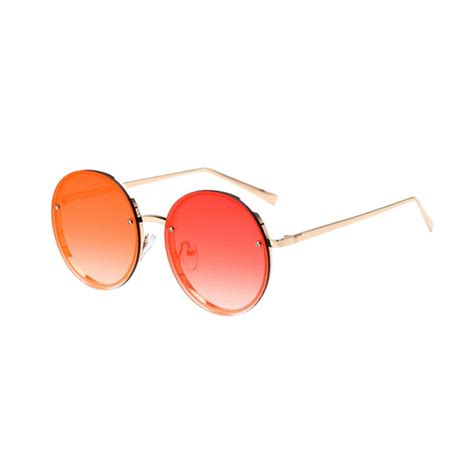 Round Rimless Frameless Sunglasses Uv400 Fashion Retro Lady Sunglasses