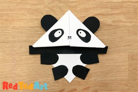 Panda Bear Bookmark Corner Red Ted Art