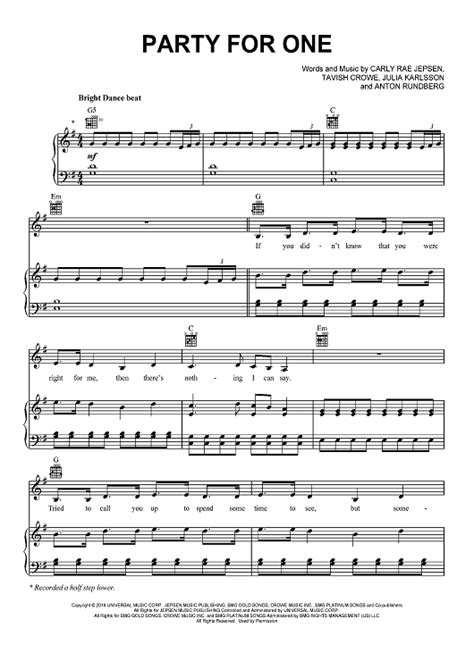 Party For One Sheet Music By Carly Rae Jepsen From