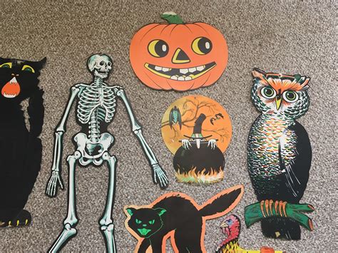 Collection Of 11 Vintage Halloween Cardboard Decorations Etsy