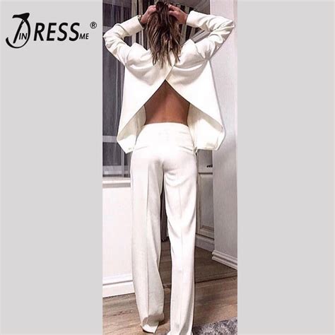 INDRESSME 2019 Fashion V Neck Sexy Hollow Out Blazer Backless Top Long