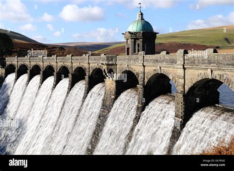 Craig Goch Dam Overflowing Elan Valley Rhayader Powys Wales Cymru Uk Gb