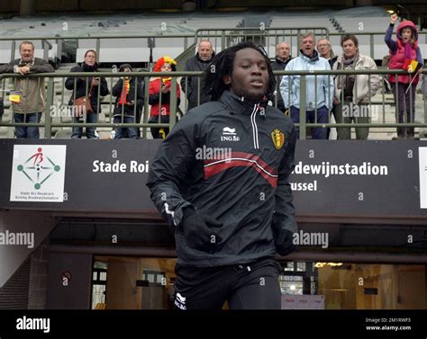 Belgiums Romelu Lukaku Arrives For A Training Session Of Belgian