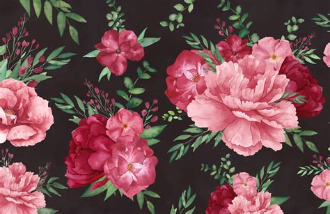 Black Floral Pattern Wallpaper