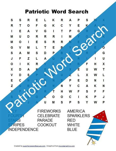Patriotic Word Search Free Printable | Learning Ideas for Parents | Patriotic words, Patriotic ...