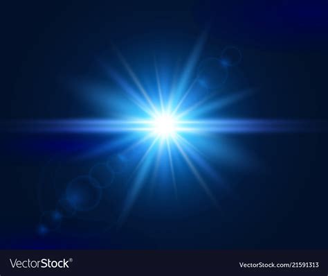 Glowing Light Effect Blue Lens Flare Glare Light Vector Image