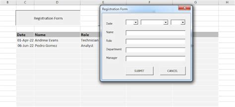 Excel Macro Business Excel Simple Registration Userform