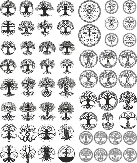 Celtic Trees Pack Free Vector Cdr Download Tatoo Tree