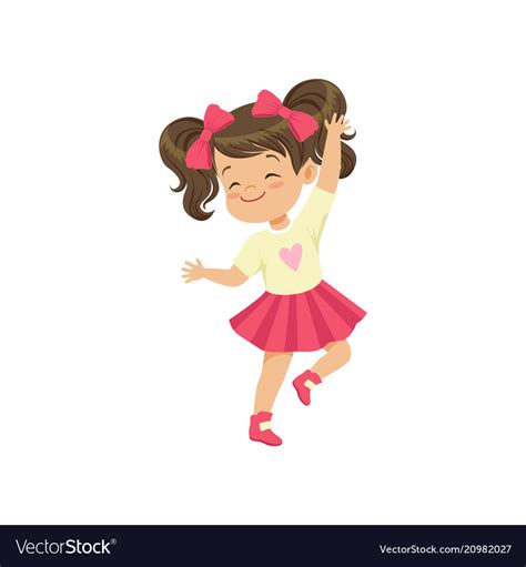 Lovely Brunette Little Girl Dancing Royalty Free Vector