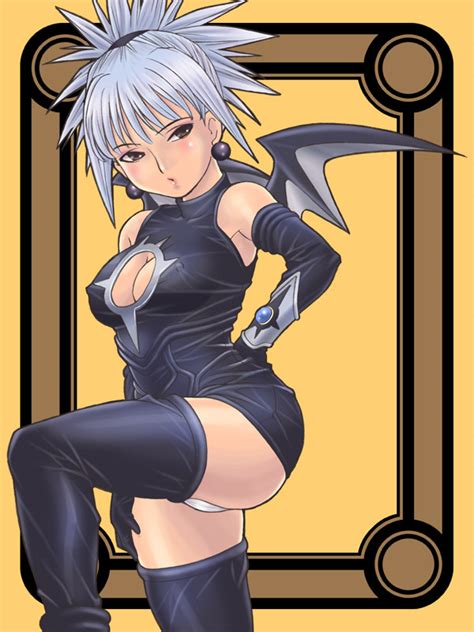 Senbata Rou Komori Aimi Shadow Lady Character Shadow Lady Silver Hair 1girl Bat Wings