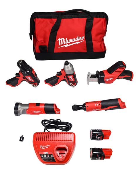2 Charger And Tool Bag With 15ah Batteries 5 Tool Milwaukee 2498 25