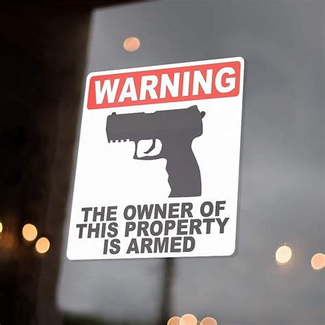 Gun Sign For Property The Owner Is Armed Weather And Fade