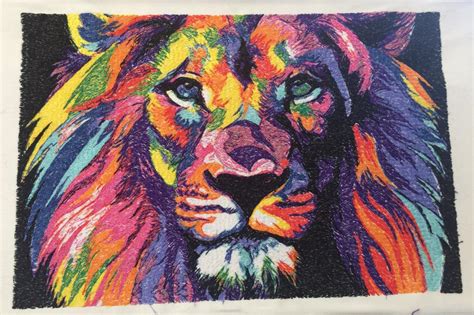 Lion In Bright Colors Photo Stitch Free Embroidery Design