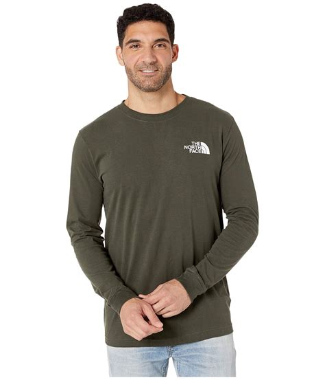 The North Face Cotton Long Sleeve Red Box T Shirt In Brown For Men Lyst