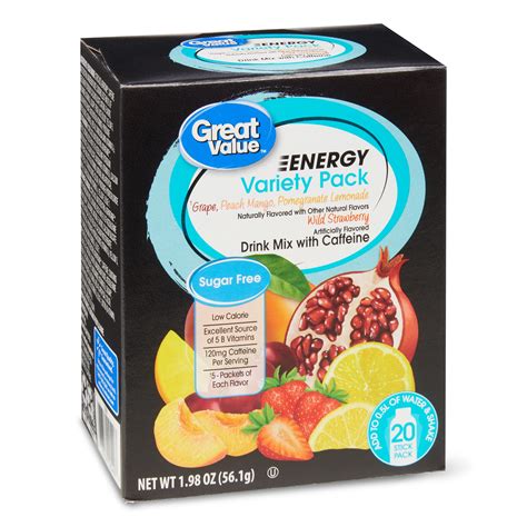 Great Value Sugar Free Energy Drink Mix Variety Pack 198 Oz 20 Ct