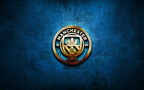 Download Wallpapers Manchester City Fc Golden Logo Premier League