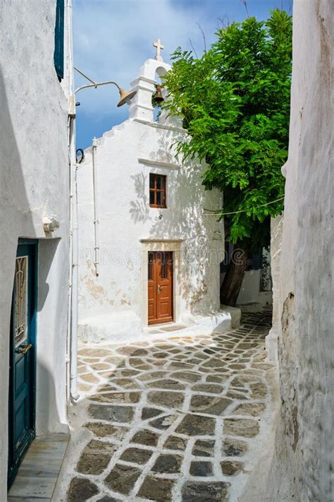 Greek Mykonos Street On Mykonos Island Greece Stock Photo Image Of