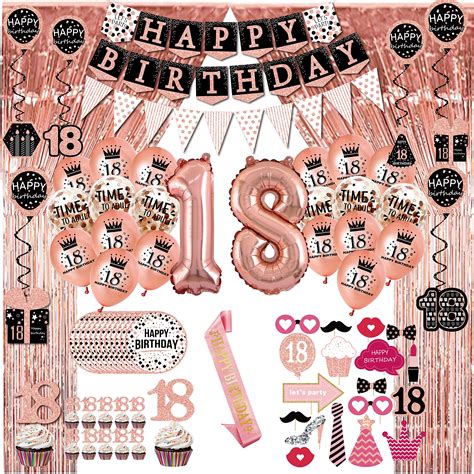 Buy 18th Birthday Decorations For Girls 76pack Rose Gold Party