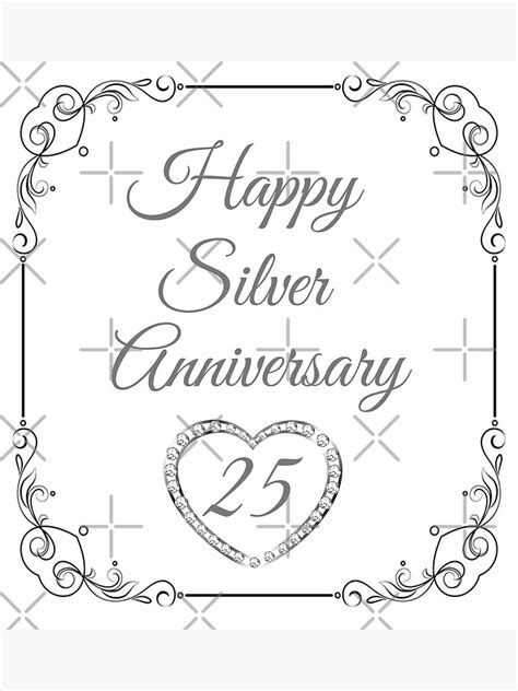 Happy 25th Anniversary Silver Art Print By Pam069 Redbubble