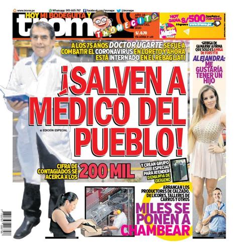 Portada Trome Salven A MÉdico Del Pueblo Coronavirus Perú Oscar