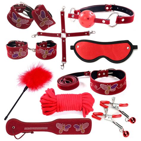 cytherea leather bondage set restraints toys sm 10 set butterfly red cytherea toy shop