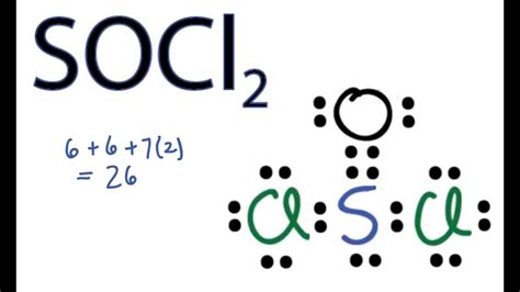 Place one dot for each valence electron on each side. SOCl2 Lewis Structure - How to Draw the Lewis Structure for SOCl2 - YouTube