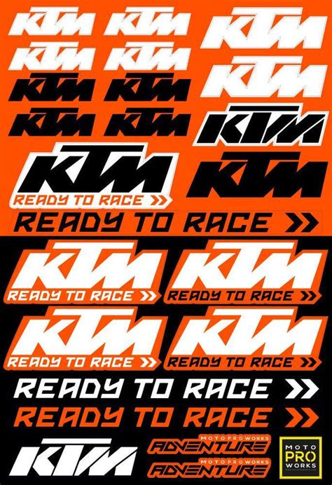 Ktm Sticker Sheets Race Motoproworks Decals And Bike Graphic Kit