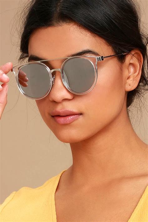 Trendy Mirrored Sunglasses Silver Mirrored Sunglasses Clear Frame Sunglasses 1300 Lulus