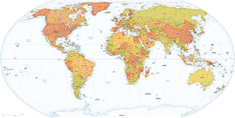 World Map Robinson Projection World Of Light Map