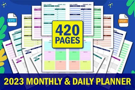 2023 Monthly And Daily Planner Editable Graphic By Pod Resources