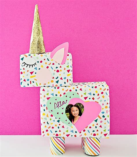 Make valentine's day even more fun with this cute and clever valentine fox card box craft kit! DIY UNICORN VALENTINE CARD BOX