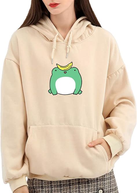 Keevici Cartoon Cute Frog Printed Cotton Hoodie Casual Sweatshirts For