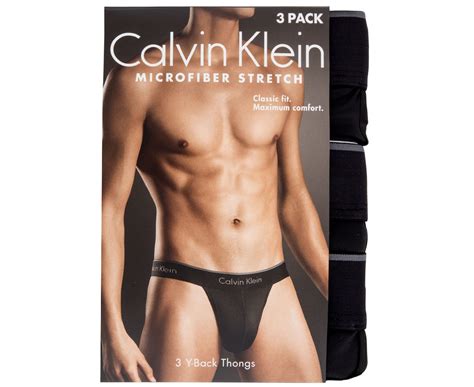 calvin klein men s microfibre stretch y back thong 3 pack black au
