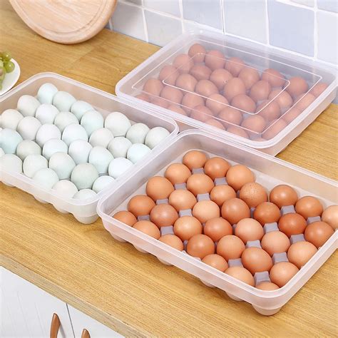 Loozykit 34 Girds Egg Storage Box Clear Plastic Eggs Case Organizer