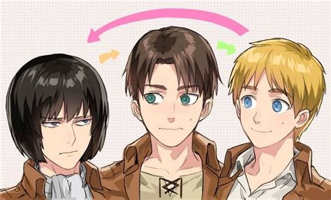 Levi Heichou Eren Jaeger And Armin Arlert Hair Swap Armin Is So Cute