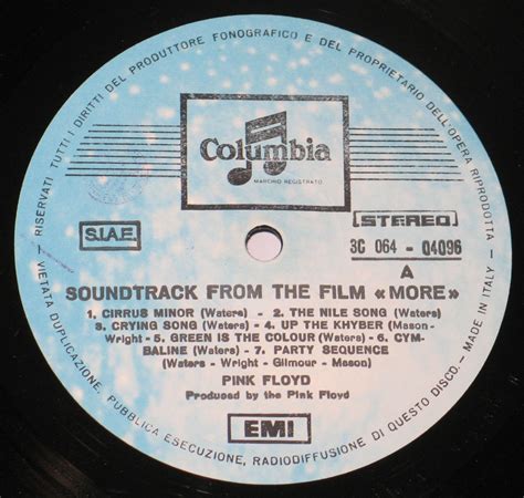 Pink Floyd Soundtrack From The Film More Vinyl Album Cover Gallery