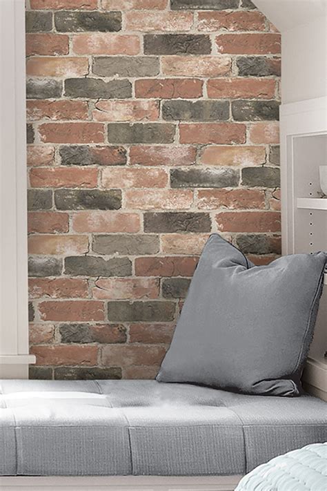 Newport Brick Reusable Peel & Stick Vinyl Wallpaper by Brewster Home Fashions on @HauteLook ...