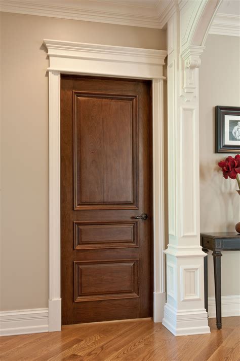 Interior Door Custom Single Solid Wood With Walnut Finish Classic Model Gdi 611